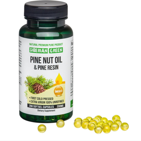 Siberian Pine Nut Oil with Pine Resin Capsules - 200 Softgels