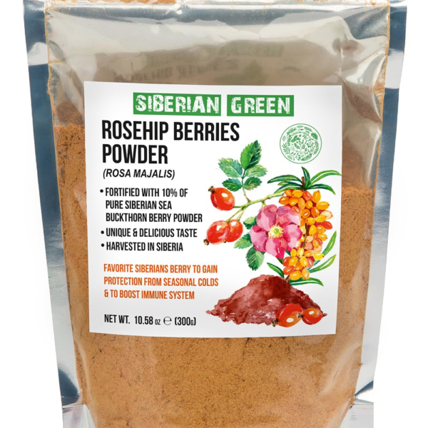 Ground Siberian Rose Hips Flour 300g w Sea Buckthorn Fine Fine Powder Tea from Siberia Altai Mountains Taiga