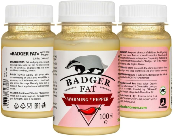 Cream-Gel “Badger Fat” Siberian Warming with Eucalyptus, Mint Essential Oils, Red Pepper 100ml